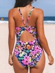 CUPSHE Women's One Piece Swimsuit Deep V Neck Keyhole Cutout O Ring Textured Bathing Suit, M