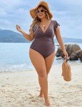 Blooming Jelly One Piece Swimsuit Women Plus Size Tummy Control Bathing Suit Swim Suits 2024 (4XL, Grey Purple)