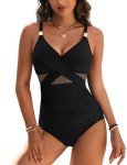 Blooming Jelly Womens One Piece Swimsuit Full Coverage Tummy Control Bathing Suits Over 50 Swim Suits 2024 (XL, Black)