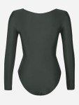 CUPSHE Women's One Piece Swimsuit Rash Guard Long Sleeve Cutout UPF 50+ UV Deep V Neck O-Ring,XL Gray Green