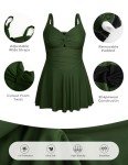 Women's Plus Size One Piece Swimsuit Tummy Control Bathing Suit Flowy Twist Front Vintage Swimdress Army Green 18Plus