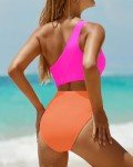 Yonique Women's One Piece Bathing Suit One Shoulder Swimsuit Cutout Swimwear Monokini Pink Orange M