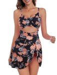 ZAFUL Women Floral One Piece Swimsuit Over 50 Tummy Control Bathing Suit Slimming Swim Dress Modest Swimwear Push Up Cut Out V Neck Swimdresses 2023 Trendy Cute Tie Knot Monokini Orange Floral XL