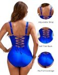 Blooming Jelly Women's One Piece Swimsuit Tummy Control Bathing Suit Modest Slimming Swim Suit 2024 Cute Twist Front Swimming Suits (Royal Blue,Medium)