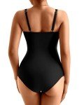MOOSLOVER Women Slimming One Piece Swimsuit Tummy Control Wrap Cut Out Bathing Suit(XL,Black)