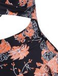 ZAFUL Women Floral One Piece Swimsuit Over 50 Tummy Control Bathing Suit Slimming Swim Dress Modest Swimwear Push Up Cut Out V Neck Swimdresses 2023 Trendy Cute Tie Knot Monokini Orange Floral XL