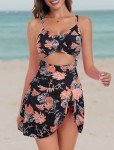 ZAFUL Women Floral One Piece Swimsuit Over 50 Tummy Control Bathing Suit Slimming Swim Dress Modest Swimwear Push Up Cut Out V Neck Swimdresses 2023 Trendy Cute Tie Knot Monokini Orange Floral XL