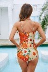 GRACE KARIN Women's Sexy One Piece Swimsuits with Cover Up Skirt Tummy Control Bathing Suits V Neck Orange Floral Medium