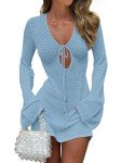 ANRABESS Womens Swimsuit Crochet Swim Cover Up Summer Bathing Suit Swimwear Hollow Out Mesh Knit Beach Dress Vacation Outfits Medium