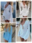 ANRABESS Womens Swimsuit Crochet Swim Cover Up Summer Bathing Suit Swimwear Hollow Out Mesh Knit Beach Dress Vacation Outfits Medium