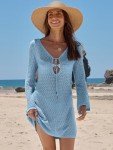 ANRABESS Womens Swimsuit Crochet Swim Cover Up Summer Bathing Suit Swimwear Hollow Out Mesh Knit Beach Dress Vacation Outfits Medium