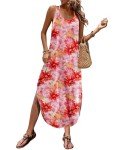 Zeagoo Beach Cover Up Dress Women Casual Loose Sundress Sleeveless Split Travel Vacation Summer Dress Pink Floral M