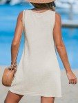 CUPSHE Women's Sleeveless Swimsuit Coverup Waffle Knit Swimwear Beach Cover Ups Twisted Mini Dress Beige Large