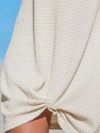 CUPSHE Women's Sleeveless Swimsuit Coverup Waffle Knit Swimwear Beach Cover Ups Twisted Mini Dress Beige Large