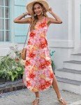 Zeagoo Beach Cover Up Dress Women Casual Loose Sundress Sleeveless Split Travel Vacation Summer Dress Pink Floral M