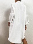Bsubseach Womens Modern Swimsuit Cover Up Blouse Button Down Shirt Dresses Tops White XXL