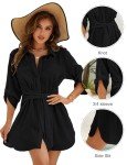Blooming Jelly Womens Swimsuit Coverup Bikini Bathing Suit Cover Up Plus Size Sun Dress Shirt (X-Large, Black)