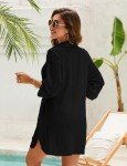 Blooming Jelly Womens Swimsuit Coverup Bikini Bathing Suit Cover Up Plus Size Sun Dress Shirt (X-Large, Black)