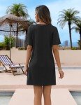AI'MAGE Women's Bathing Suit Cover Up Short Sleeve Swimsuit Coverup V Neck Bikini Beachwear Twisted Mini Dress(Black, Medium)