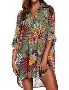 Ekouaer Women's Swimsuit Beach Cover Up Shirt Bikini Beachwear Bathing Suit Beach Dress