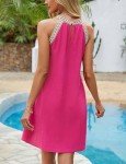 BMJL Womens Swimsuit Coverup Color Block Bathing Suit Cover Up Sleeveless Swim Beach Dress (L,Hot Pink