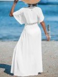 CUPSHE Women Bathing Suit Cover Up Kimono Swimsuit Coverups Open Frongt Long Cardigan Beachwear Solid White, S