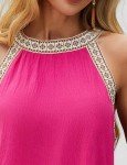 BMJL Womens Swimsuit Coverup Color Block Bathing Suit Cover Up Sleeveless Swim Beach Dress (L,Hot Pink