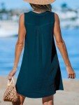 CUPSHE Swimsuit Coverup for Women V Neck Beachwear Sleeveless Beach Dress with Chest Pocket Navy, M