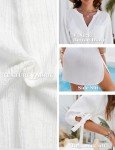 Blooming Jelly Womens Swimsuit Coverup Beach Swimwear Cover Ups V Neck Button Down Swim Cover Up (Small, White)