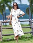 Zeagoo Women's Beach Summer Short Sleeve Loose Sundress Cover Up Tropical Maxi Dress Casual Long Boho A Line Dresses with Pockets Shift Dress Slit 2025 New White L