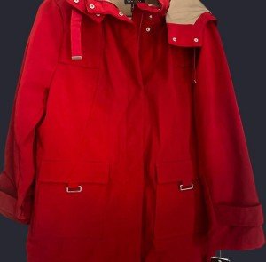 Jones New York Red Hooded Raincoat for Women