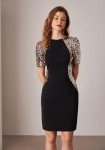Black and Gold Bodycon Sequin Dress for Parties