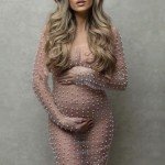 Honganda Sexy Women's Sheer Mesh Pearl Rhinestone Cover Up Dress Beach Swimwear Bikini Bathing Suit Coverups (White, XXL)