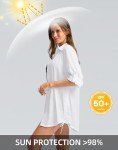 Women's UPF 50+ Long Sleeve UV Sun Protection Shirts Fishing Hiking Button Down Dress Shirt Swim Cover Up for Women(White, S)