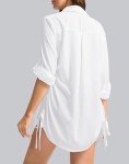Women's UPF 50+ Long Sleeve UV Sun Protection Shirts Fishing Hiking Button Down Dress Shirt Swim Cover Up for Women(White, S)