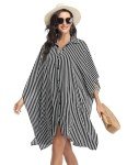 Ekouaer Women Bathing Suit Coverups Pool Cover Up Shirt Beachwear Stripe Swim Cover for Beach,X-Large