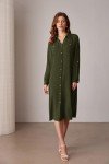 GRACE KARIN Dress for Women 3/4 Sleeve Button Down Dress V Neck Casual Shirt Cover up Dress Army Green S