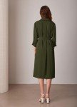 GRACE KARIN Dress for Women 3/4 Sleeve Button Down Dress V Neck Casual Shirt Cover up Dress Army Green S