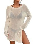 Bsubseach Crochet Swimsuit Coverup for Women Sheer Bathing Suit Cover Ups Kintted Swimwear Bikini Beach Vacation Outfits Apricot S