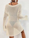 Bsubseach Crochet Swimsuit Coverup for Women Sheer Bathing Suit Cover Ups Kintted Swimwear Bikini Beach Vacation Outfits Apricot S