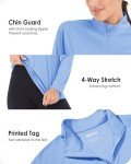 Boladeci Women Swim Shirt Long Sleeve Tops Sun Protection Clothing Quarter Zip Rash Guard for Women Light Blue Shirt women Swim Shirts 1/4 3/4 Zip Pullover Womens Golf Accessories Petite Ladies Attire