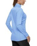 Boladeci Women Swim Shirt Long Sleeve Tops Sun Protection Clothing Quarter Zip Rash Guard for Women Light Blue Shirt women Swim Shirts 1/4 3/4 Zip Pullover Womens Golf Accessories Petite Ladies Attire
