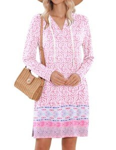 HOTOUCH Women's Print Cover Up Shirt Dress Sun Protection Bathsuit Cover Bikini Beachwear UPF 50+ Shirts