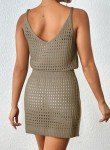 Dokotoo Cover Ups for Swimwear Bathing Suits Women 2024 V Neck Sleeveless Crochet Cut Out Spaghetti Straps Knitted Beachwear Sexy Bikini Beach Coverups Vacation Outfits Dresses Desert Palm Small
