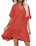 Aoulaydo Bathing Suit Coverups for Women Sexy Bikini Beachwear Ruffle Slevess Swimsuit Cover Ups Caramel