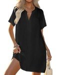 Halife Women's Cover Up Shirt V-Neck Swimsuit Bikini Beachwear Bathing Suit Cover Ups Beach Dress Black L