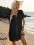 Halife Women's Cover Up Shirt V-Neck Swimsuit Bikini Beachwear Bathing Suit Cover Ups Beach Dress Black L