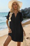 Halife Women's Cover Up Shirt V-Neck Swimsuit Bikini Beachwear Bathing Suit Cover Ups Beach Dress Black L