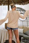 FERBIA Women Crochet Top Beach Cloth Drawstring Shirt Cover Up Oversized Sexy Beachwear Lace Up Tee Poncho (Apricot, Small)