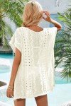 Dokotoo Women's Crochet Cover Up Swimwear Beachwear Swim Coverups for Women 2025 Scoop Neck Short Sleeve Mini Dress Crochet Dress White Small